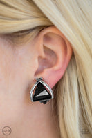 Paparazzi Elegant Edge – Black Clip-On Earrings