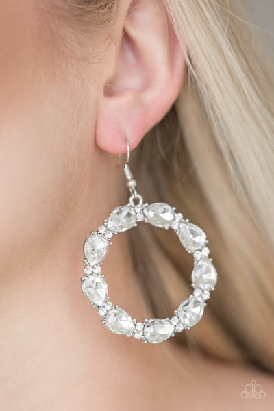 Paparazzi Ring Around The Rhinestones - White Earrings