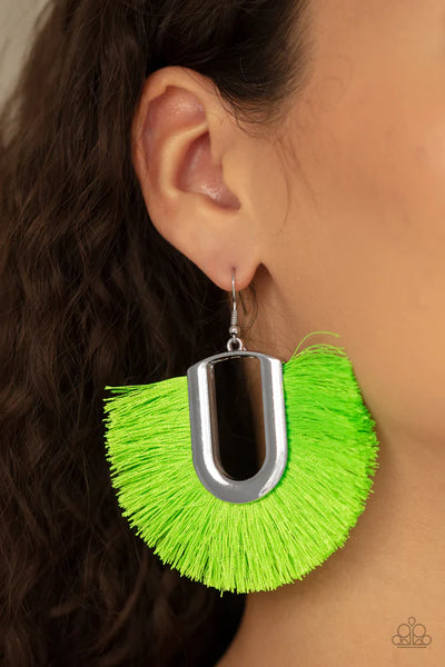 Paparazzi Tassel Tropicana - Green Earrings