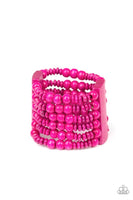 Paparazzi Don’t Stop Belize-ing -Pink Wood Bracelet