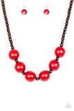 Paparazzi Oh My Miami - Red Wood Necklace