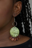 Paparazzi Beach Waves - Green Earrings