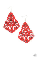 Paparazzi Powers of Zen - Red Wood Earrings