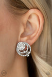 Paparazzi Epic Epicenter - White Clip-On Earrings