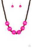 Paparazzi Oh My Miami- Pink Wood Necklace