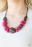 Paparazzi Pacific Paradise - Pink Wood Necklace