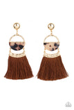 Paparazzi Tassel Trot - Brown Post Earrings