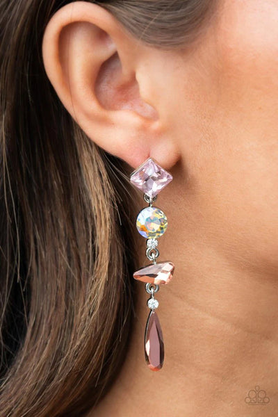 Paparazzi Rock Candy Elegance - Pink Post Earrings