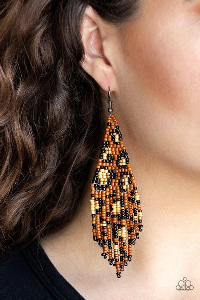 Paparazzi Bodacious Bombshell - Brown Earrings