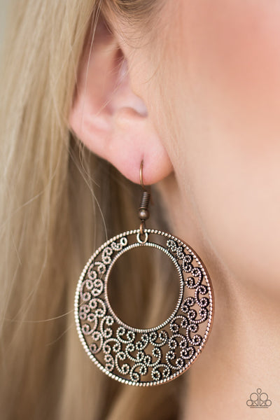 Paparazzi Wistfully Winchester - Copper Earrings