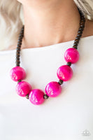 Paparazzi Oh My Miami- Pink Wood Necklace