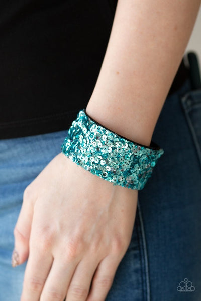 Paparazzi Starry Sequins - Blue Wrap Bracelet