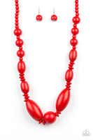 Paparazzi Summer Breezin - Red Wood Necklace