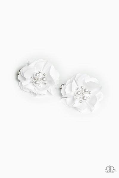 Paparazzi Diamond Dew - White Hair Clips