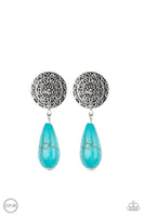 Paparazzi Prairie Bliss - Blue Clip-On Earrings