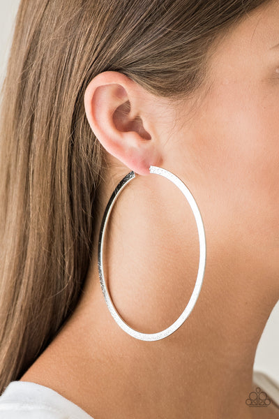 Paparazzi Size Them Up - Silver Hoop Earrings