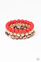 Paparazzi Courageously Couture - Red Bracelet