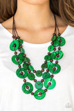 Paparazzi Catalina Coastin - Green Wood Necklace