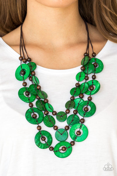 Paparazzi Catalina Coastin - Green Wood Necklace