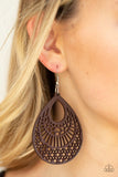 Paparazzi Shoulda Coulda WOODa - Brown Wood Earrings