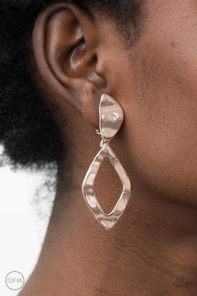 Paparazzi Industrial Gallery - Rose Gold Clip-On Earrings