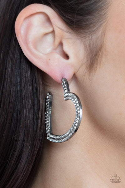 Paparazzi AMORE to Love - Black Hoop Earrings