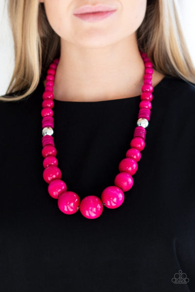 Paparazzi Panama Panorama - Pink Wood Necklace