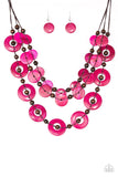 Paparazzi Catalina Coastin - Pink Wood Necklace