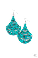 Paparazzi Tropical Tempest - Blue Wood Earrings