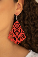 Paparazzi Powers of Zen - Red Wood Earrings