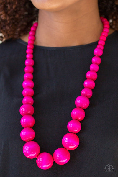 Paparazzi Effortlessly Everglades - Pink Wood Necklace