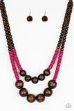 Paparazzi Cancun Cast Away - Pink Wood Necklace