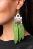 Paparazzi Plume Paradise - Green Earrings