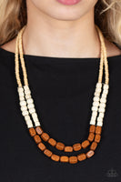 Paparazzi Bermuda Bellhop - Brown Wood Necklace