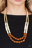 Paparazzi Bermuda Bellhop - Brown Wood Necklace