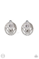 Paparazzi Epic Epicenter - White Clip-On Earrings