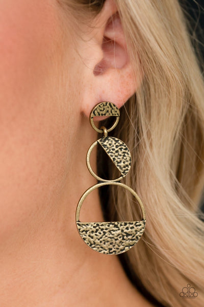 Paparazzi Triple Trifecta - Brass Post Earrings