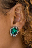 Paparazzi Gala Glamour - Green Clip-On Earrings