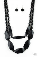 Paparazzi Tropical Heat Wave - Black Wood Necklace