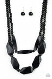 Paparazzi Tropical Heat Wave - Black Wood Necklace