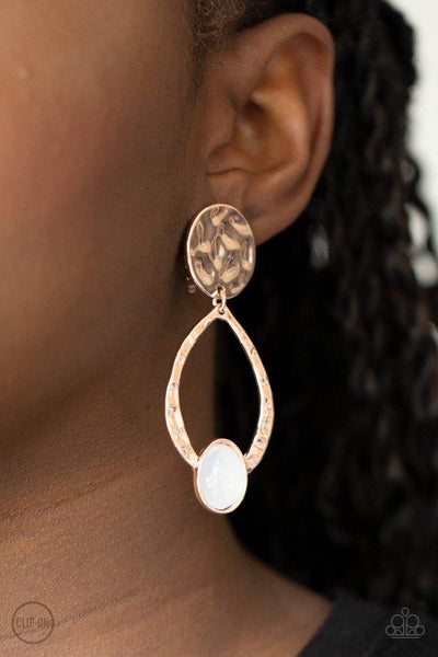 Paparazzi Opal Obsession - Rose Gold Clip-On Earrings