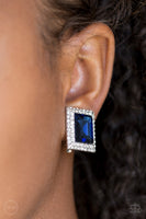 Paparazzi Crowned Couture - Blue Clip-On Earrings