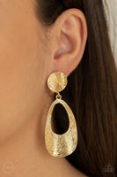 Paparazzi Printed Perfection - Gold Clip-On Earrings