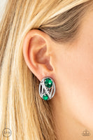 Paparazzi Wheres The FIREWORK? - Green Clip-On Earrings