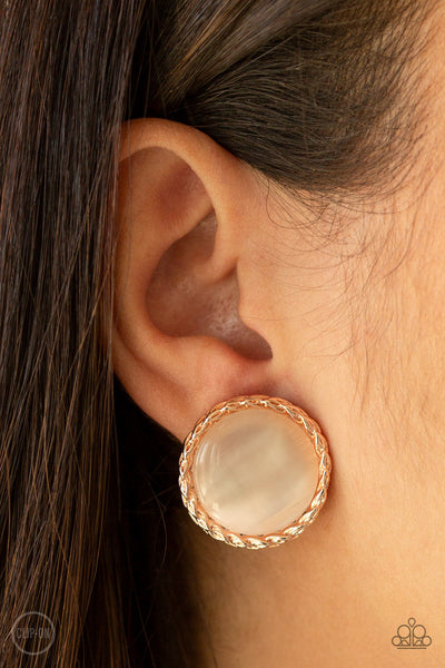 Paparazzi Get Up and GLOW - Rose Gold Clip-On Earrings