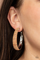 Paparazzi A CORK In The Road - Silver Hoop Earrings