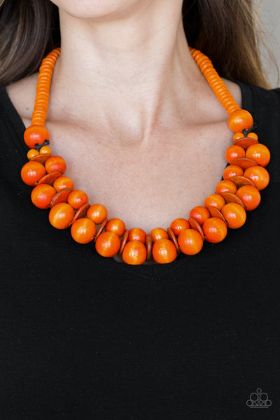 Paparazzi Caribbean Cover Girl - Orange Wood Necklace