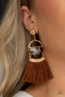 Paparazzi Tassel Trot - Brown Post Earrings