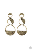 Paparazzi Triple Trifecta - Brass Post Earrings