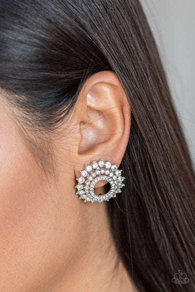 Paparazzi Buckingham Beauty - White Post Earrings